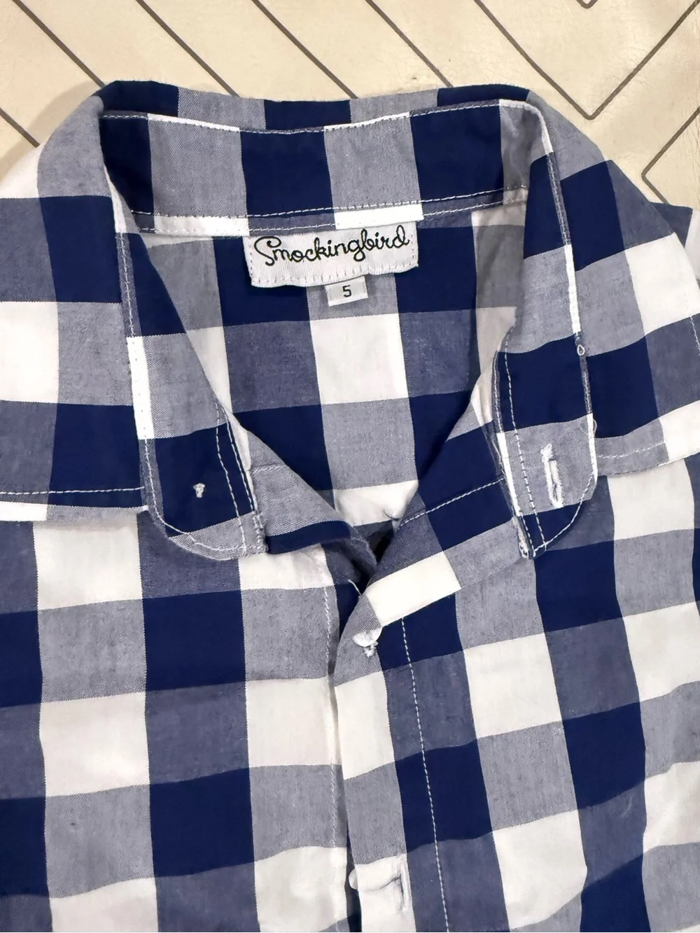 Smockingbird Navy & White Check Short-Sleeve Button Down